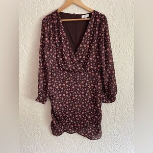 NWOT NSR Brown floral mini dress size XL